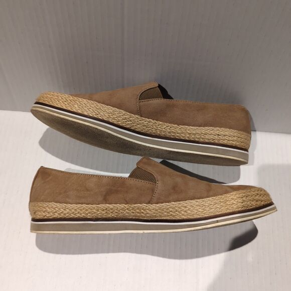Lands End Lorel Espadrille Womens 7.5B Tan Suede Loafers Brown Slip On Beach - Picture 3 of 7